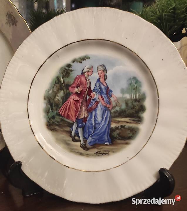 Porcelana angielska* dekoracyjny talerz ze scenką