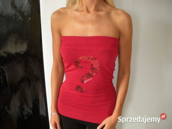 Nowa czerwona sexy bluzka tuba top Guess cekiny Nisko