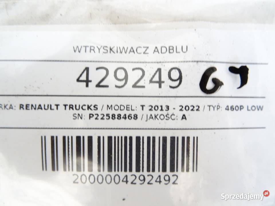 WTRYSKIWACZ SCR RENAULT TRUCKS T 22588468 108
