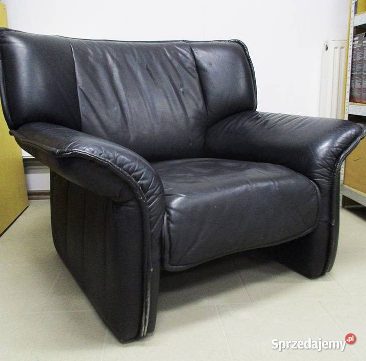 Stary Fotel Czarna Skóra Fotele Nieporęt sprzedam