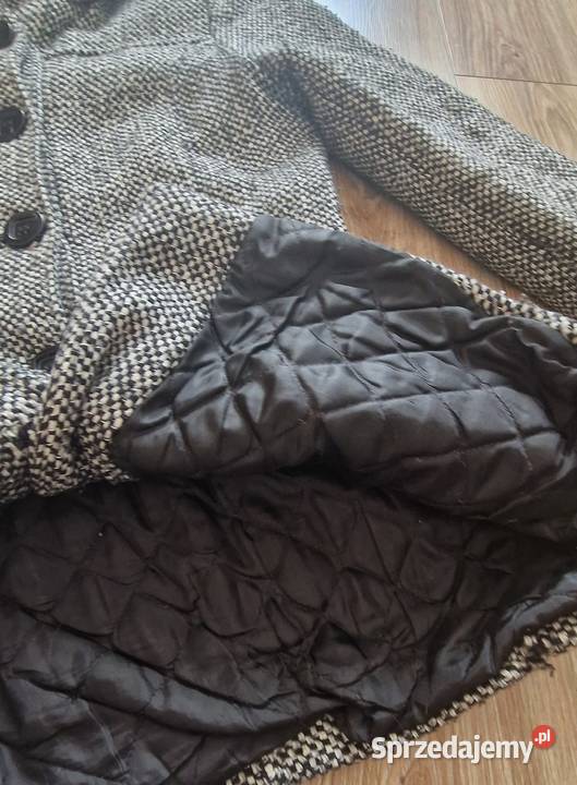 płaszcz zimowy 40 L białoczarny melanż Kraków