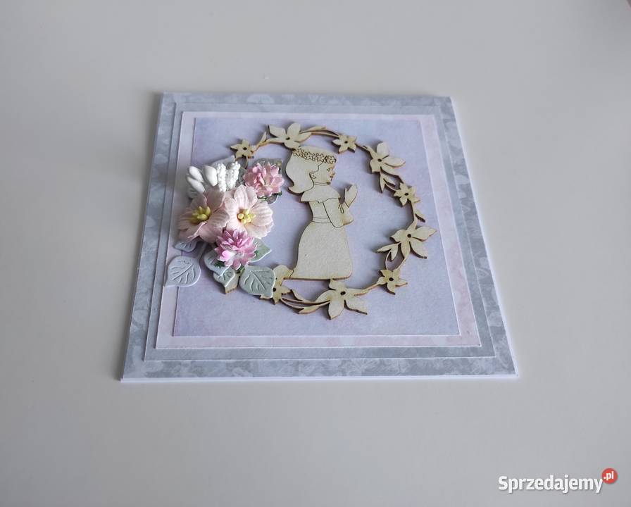 Kartka ręcznie robiona Komunia Święta z Łódź