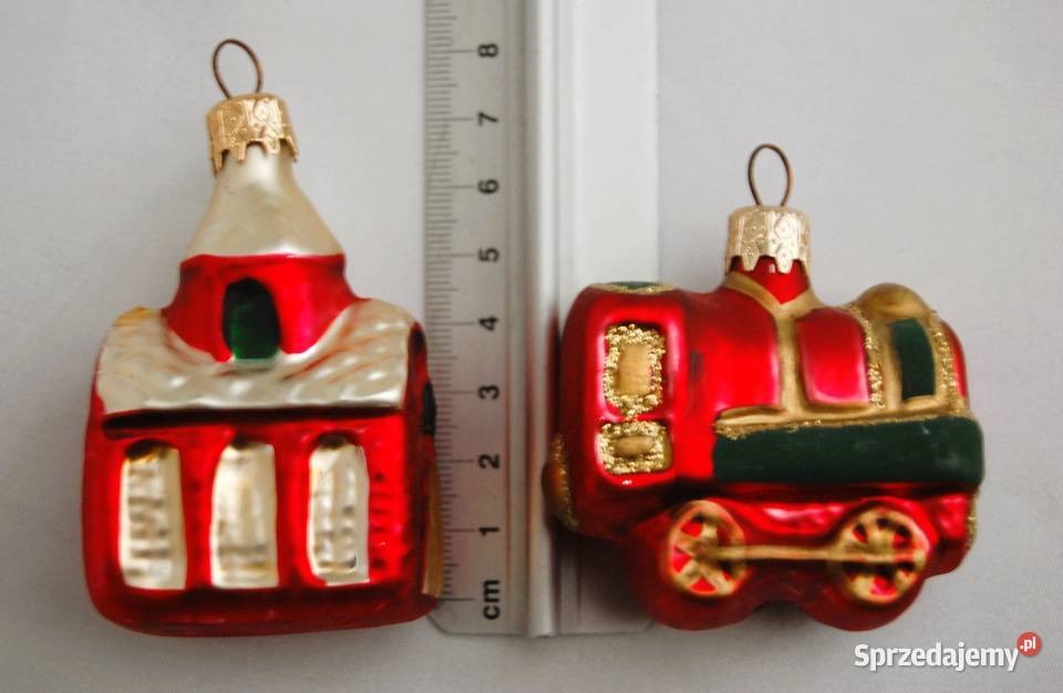 Kościół i lokomotywa bombka szklana ręcznie