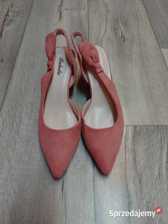 3940 Różowe czółenka wieczorowe z odkrytą piętą Kraków