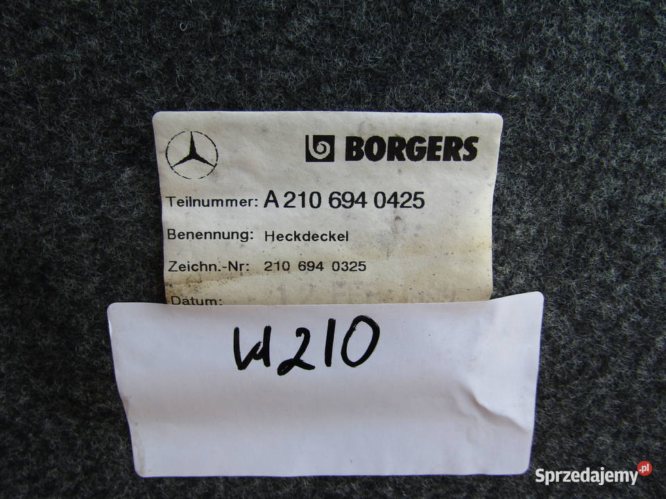 WYKŁADZINA WYCISZENIE BAGAŻNIKA MERCEDES W210 Mysłaków