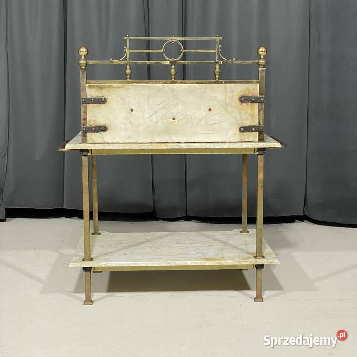 Antyczna konsola etażerka marmurowa z mosiężnym Meble zachodniopomorskie