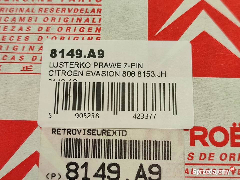 LUSTERKO PRAWE 7PIN CITROEN EVASION MPV 22 U6