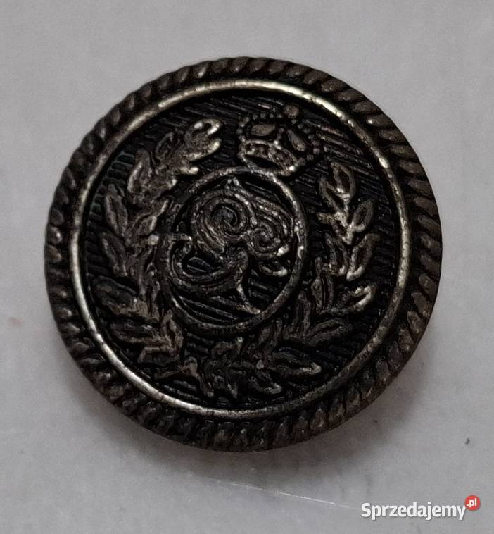 Guzik na stopce Herb liść laurowy korona 20x7mm Czeladź sprzedam