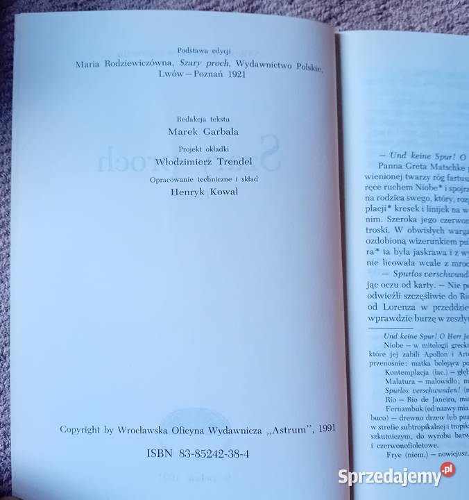 Maria Rodziewiczówna Szary proch Astrum 1991 r Antykwariat Koźminek sprzedam