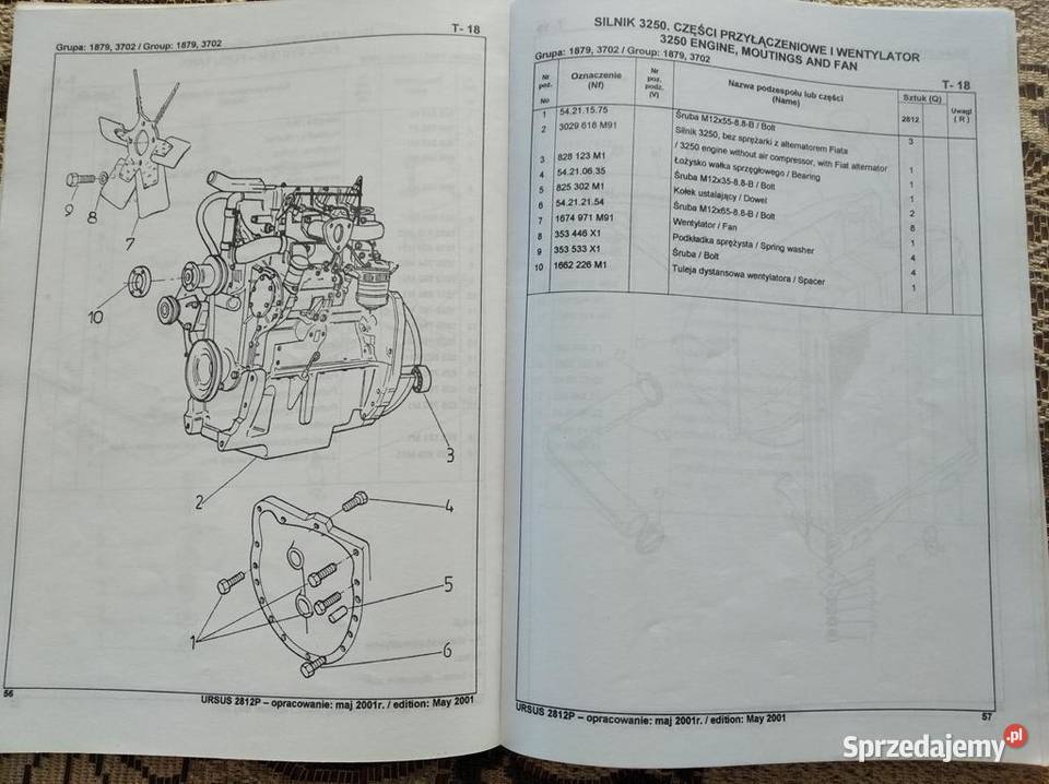 Katalog części Ursus 2812 oryginał wydanie 2001 Rok wydania 2001 sprzedam