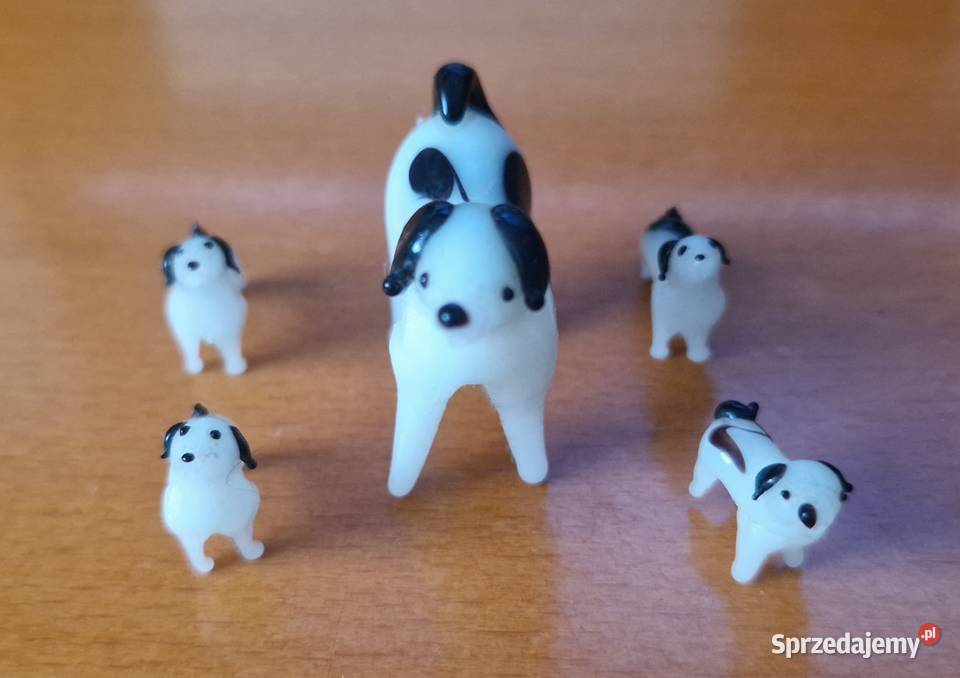 Szklane figurki psia mama z 4 pieskami Warszawa