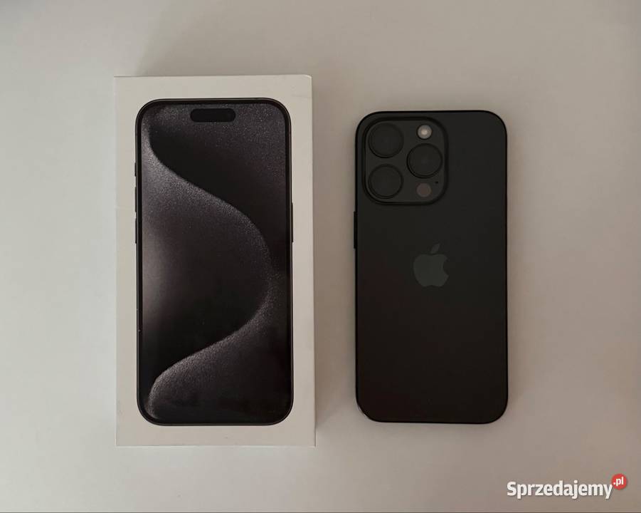IPhone 15 pro 256 GB Tytan czarny Szkło Apple / iPhone sprzedam