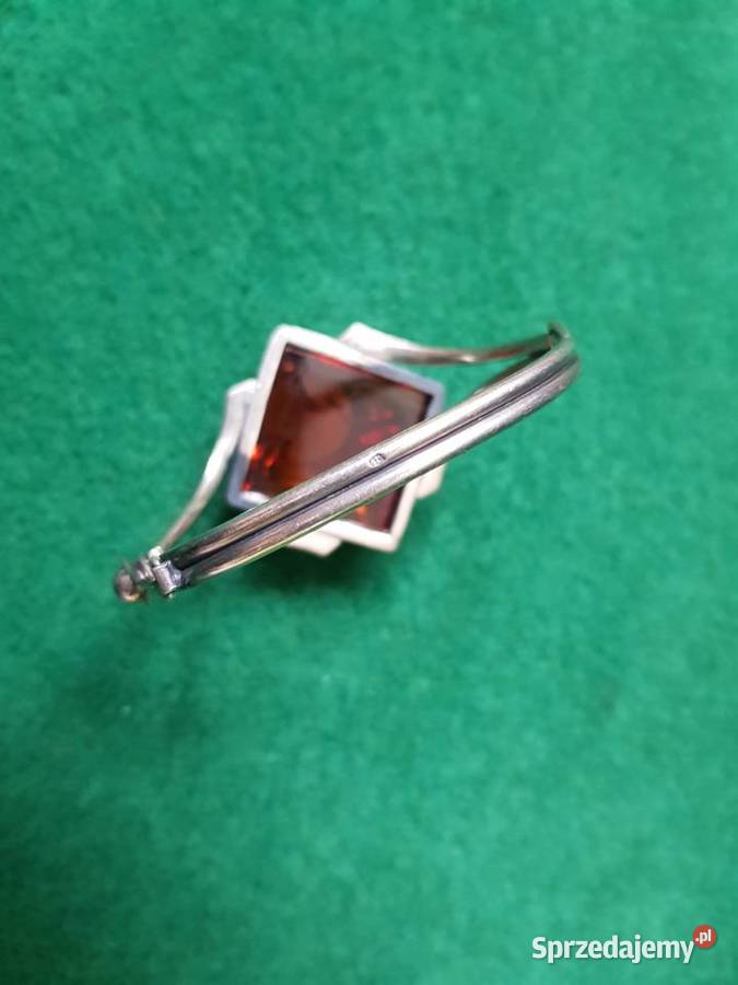 Srebrna bransoleta z naturalnym bursztynem Gdynia