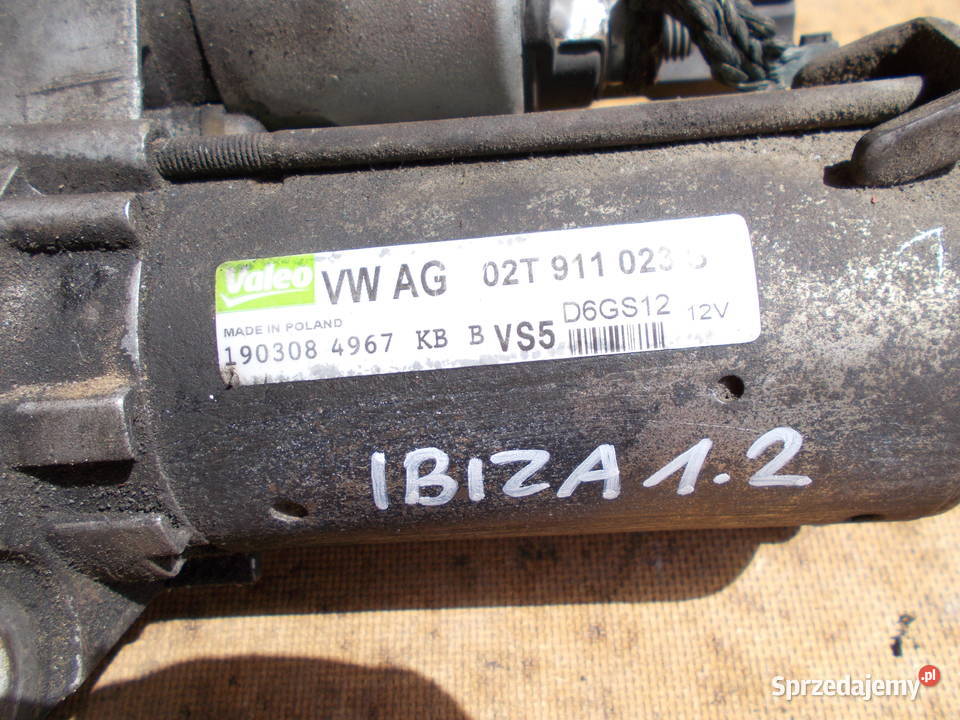 seat IBIZA 12 08r rozrusznik 02T911023S D6GS12 Układ elektryczny silnika Zamość