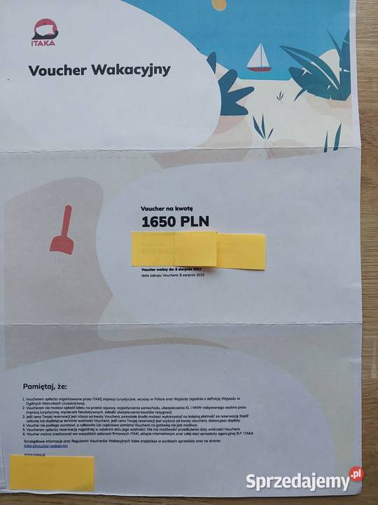 Sprzedam Voucher Bon do ITAKi ITAKA wakacyjny Kunów