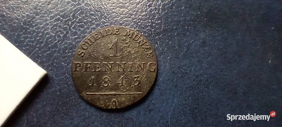 Stare monety 1 fenig 1843 A Niemcy Lesko