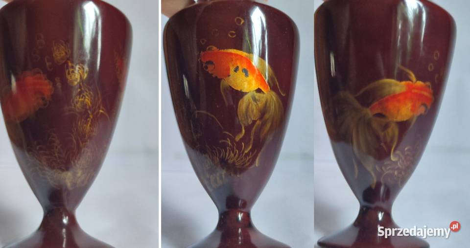 złote rybki wazon czara puchar flakon z laki Kielce
