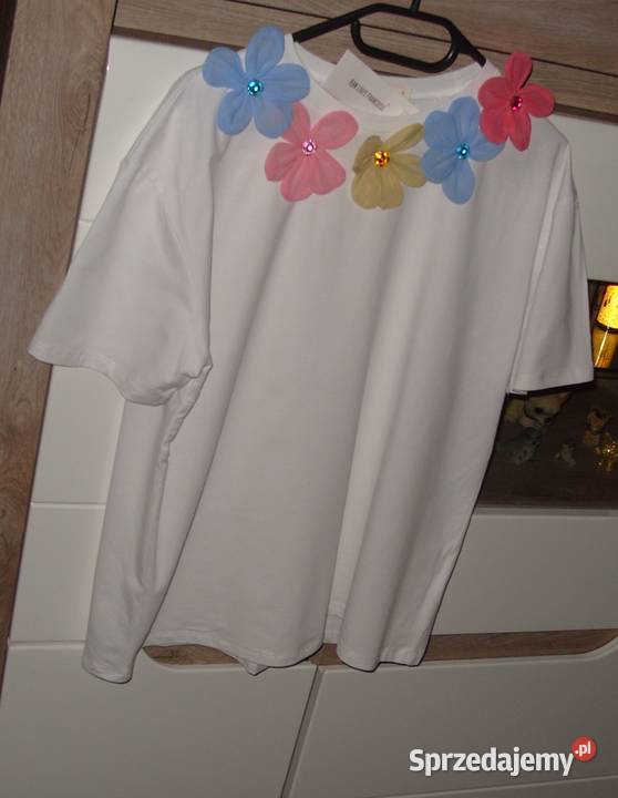 kolorowe kwiatki 3D KRYSZTAŁKI r LXL tshirt