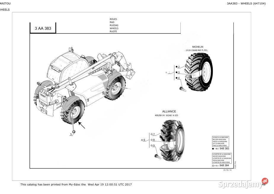 Manitou MT835 MT1135 MT1335 katalog cześci Poradniki, albumy i reportaże