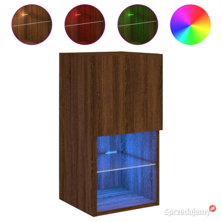 Szafka TV z LED brązowy dąb 305x30x60 WM836999 RTV Warszawa