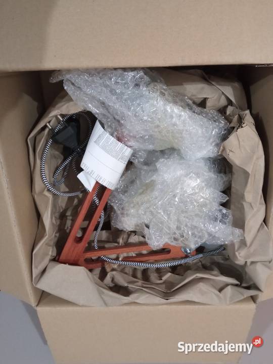 Lampka biurkowa Marcello szara z drewnem E27 śląskie Sosnowiec sprzedam