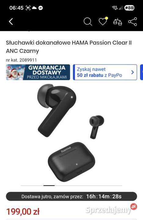 Słuchawki dokanałowe HAMA Passion Clear II ANC Małkinia Górna