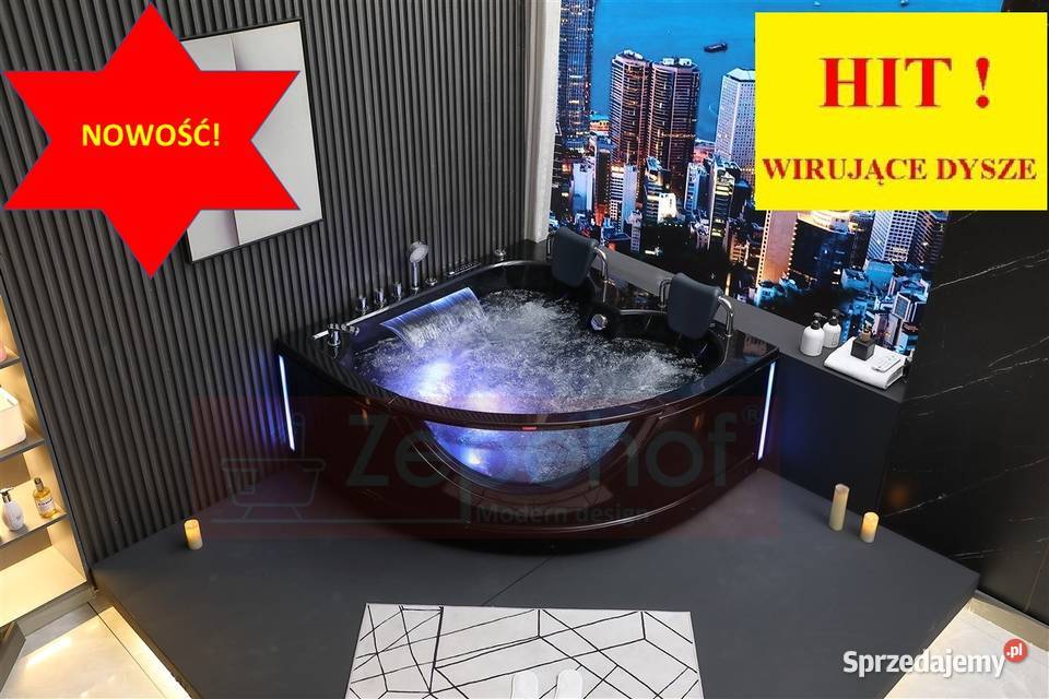 Wirujące dysze Czarna wanna z hydromasażem Wanny Grabówka