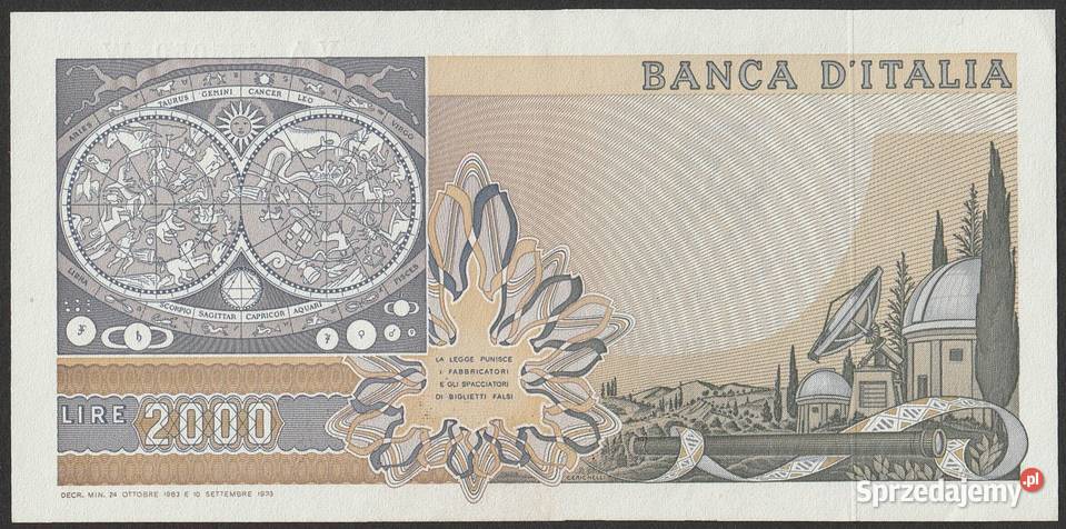 WŁOCHY 2000 LIRÓW 1983 GALILEUSZ STAN BANKOWY Łódź