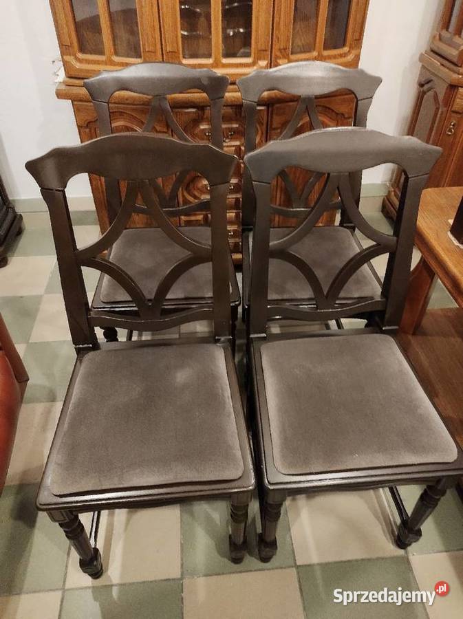 Krzesła drewniane siedziska tapicerowane.