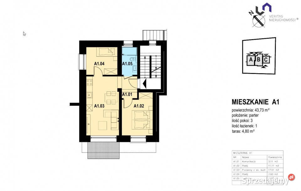Mieszkanie 4373m2 3 pok Ustroń