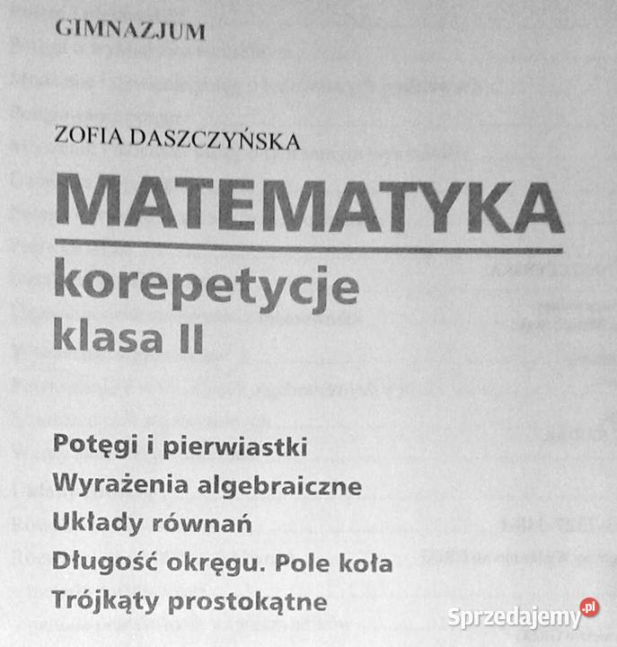 Matematyka korepetycje Kl 2 gimnazjum Zofia sprzedam