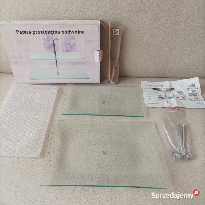 Szklana patera prostokątna podwójna Stronie Śląskie