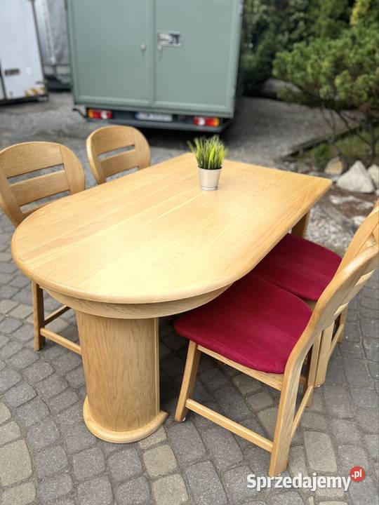Stł dębowy rozkładany z krzesłami Jacków sprzedam