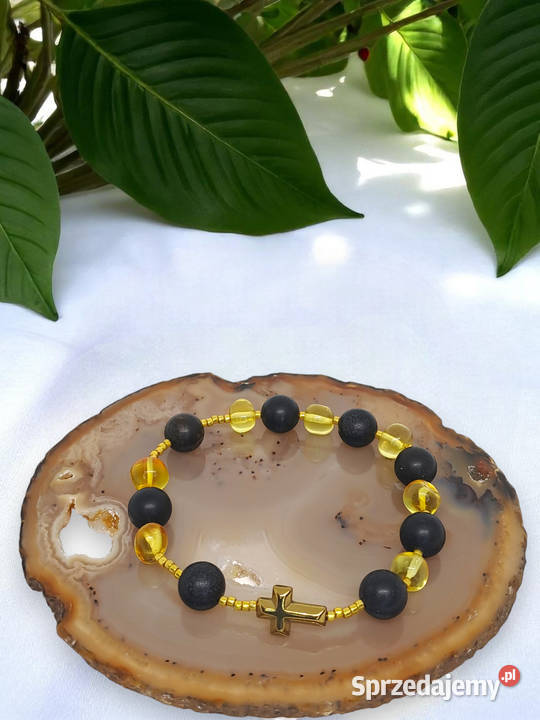 Bransoletka różaniec dziesiątka różańca BURSZTYN