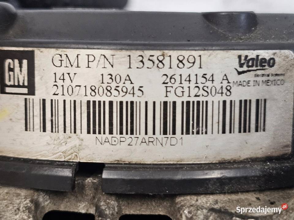 ASTRA ZAFIRA MERIVA 14 TURBO A14NET alternator