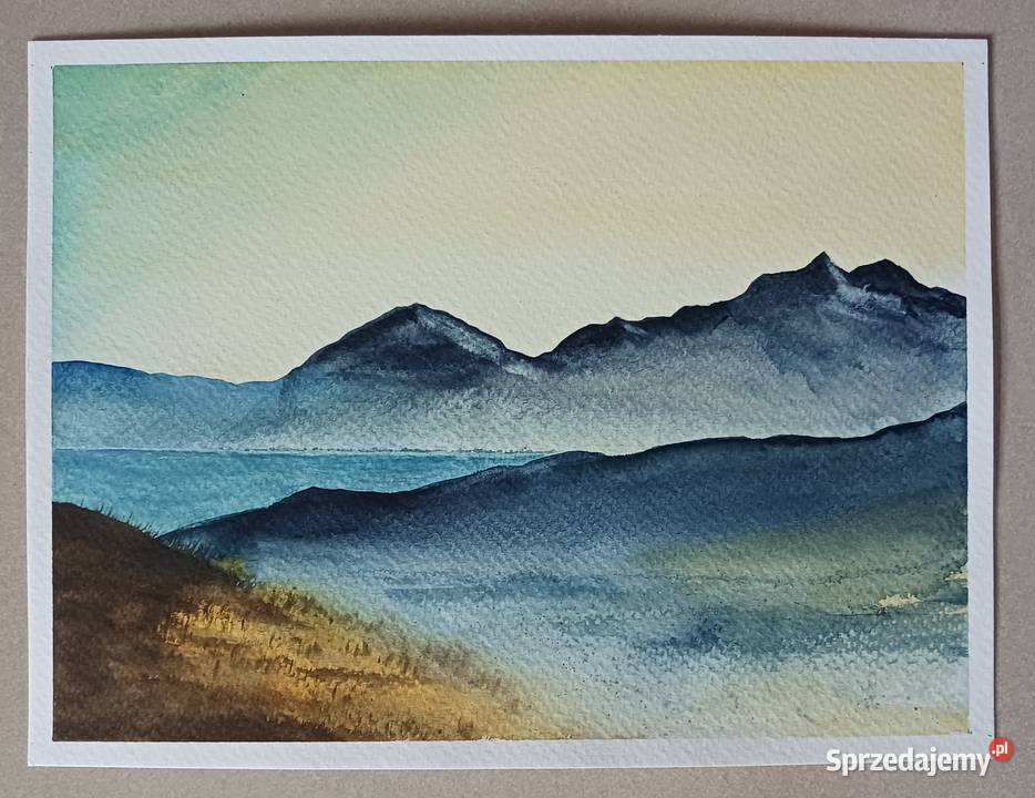Akwarela Akwarelka Obraz Górskie Szczyty 18 x 24 mazowieckie Warszawa
