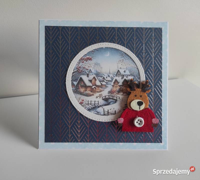 Kartka ręcznie robiona handmade z okazji Świąt łódzkie Łódź