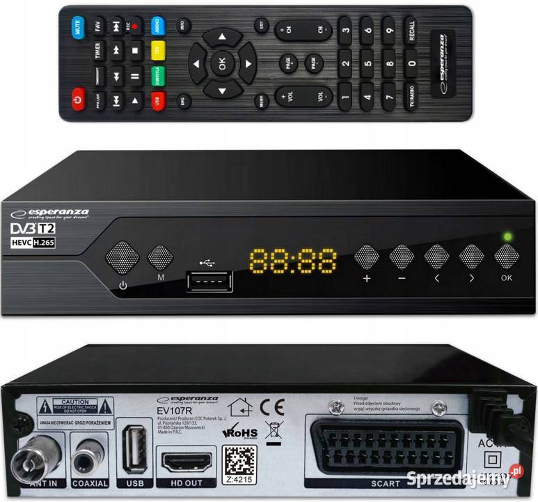Dekoder DVBT2 HEVC Esperanza Internet TVP GO Tunery Radom