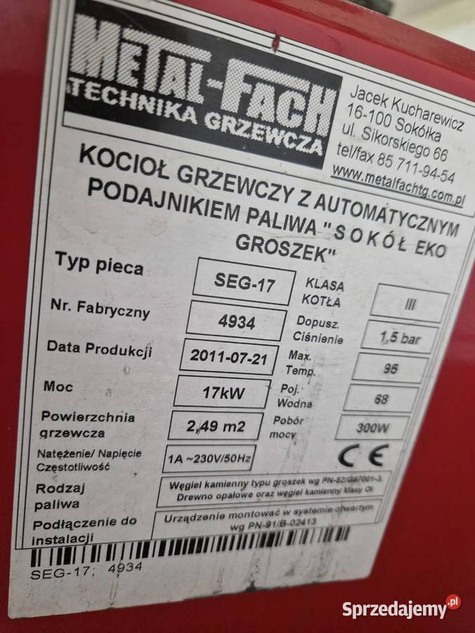 Piec z podajnikiem na ekogroszek i rusztem na Chrośla