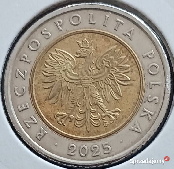 5 Złotych 2025 r 2 Błąd mennicy Konin