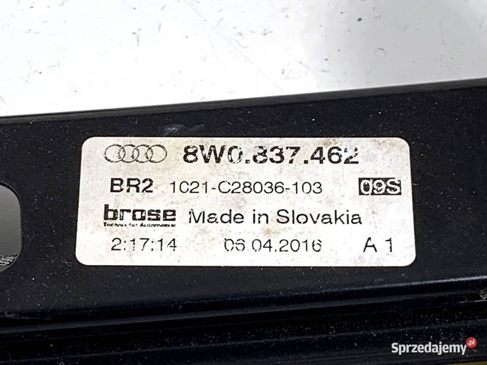PODNOŚNIK SZYBY PRAWY PRZÓD AUDI A4 B9 8W0959802 osobowe Motoryzacja