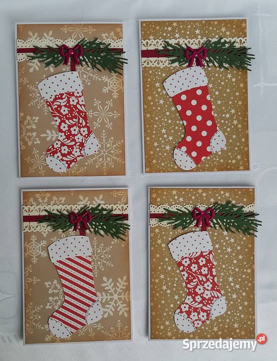 Ręcznie robione kartki na Boże Narodze Skarpeta wielokolorowy Zbójno