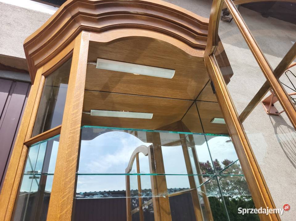 ładna witryna dębowa gablota podświetlana z 202cm Kredensy i witryny Sypniewo