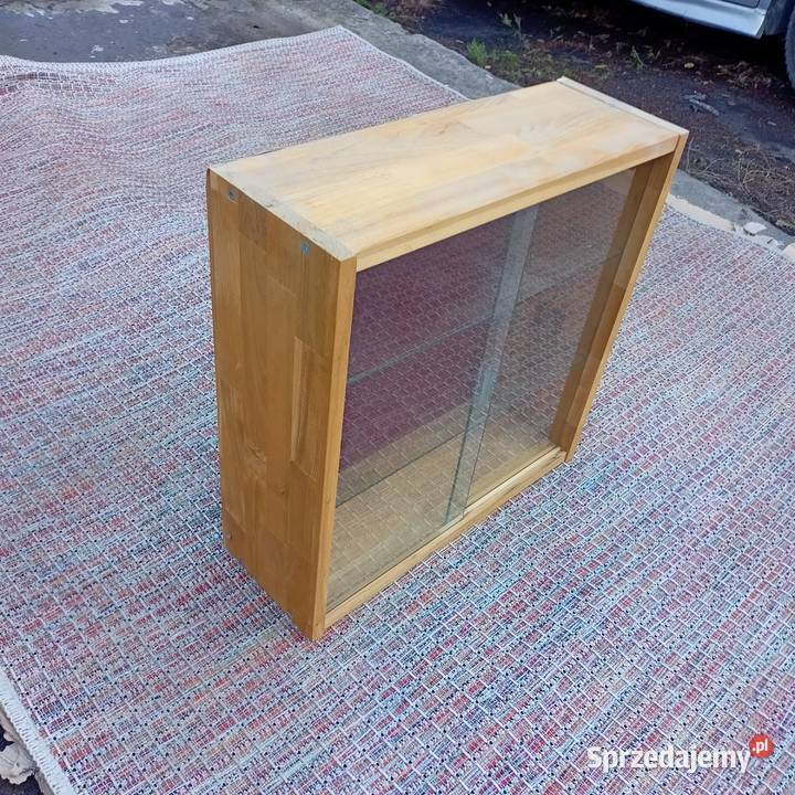 Szafeczka Wisząca Drewniana Szklane Półki Suwane śląskie Zabrze