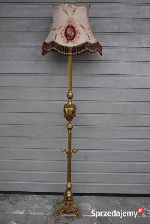 Stojąca Lampa z Brązu Abażur Vintage Lampka Kraków
