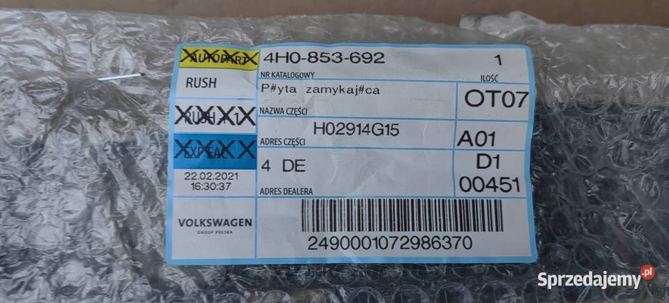4H0853692 AUDI A8 Płyta zamykająca wzmocnienie małopolskie Rożnów