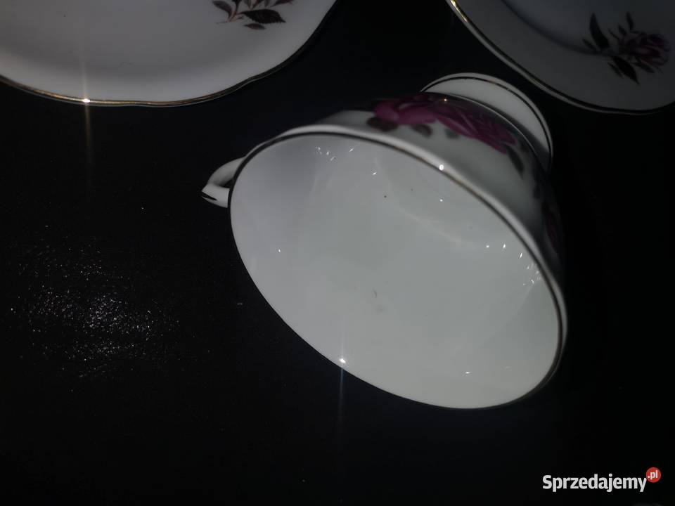 Filiżanka z talerzykiem deserowym róża Made in Gdańsk