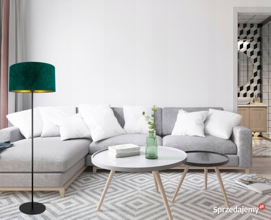 LAMPA STOJĄCA PODŁOGOWA NOWOCZESNA Zielona ZŁOTA Choroszcz