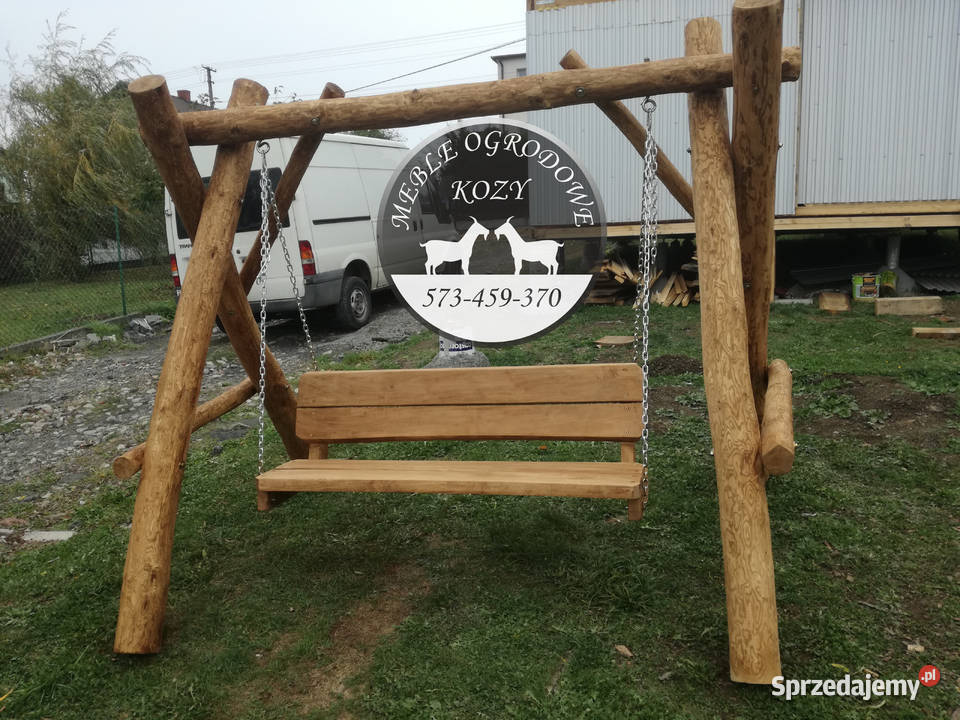 PROMOCJA Huśtawka ogrodowa z grubych bali plac beże i brązy  Lublin sprzedam