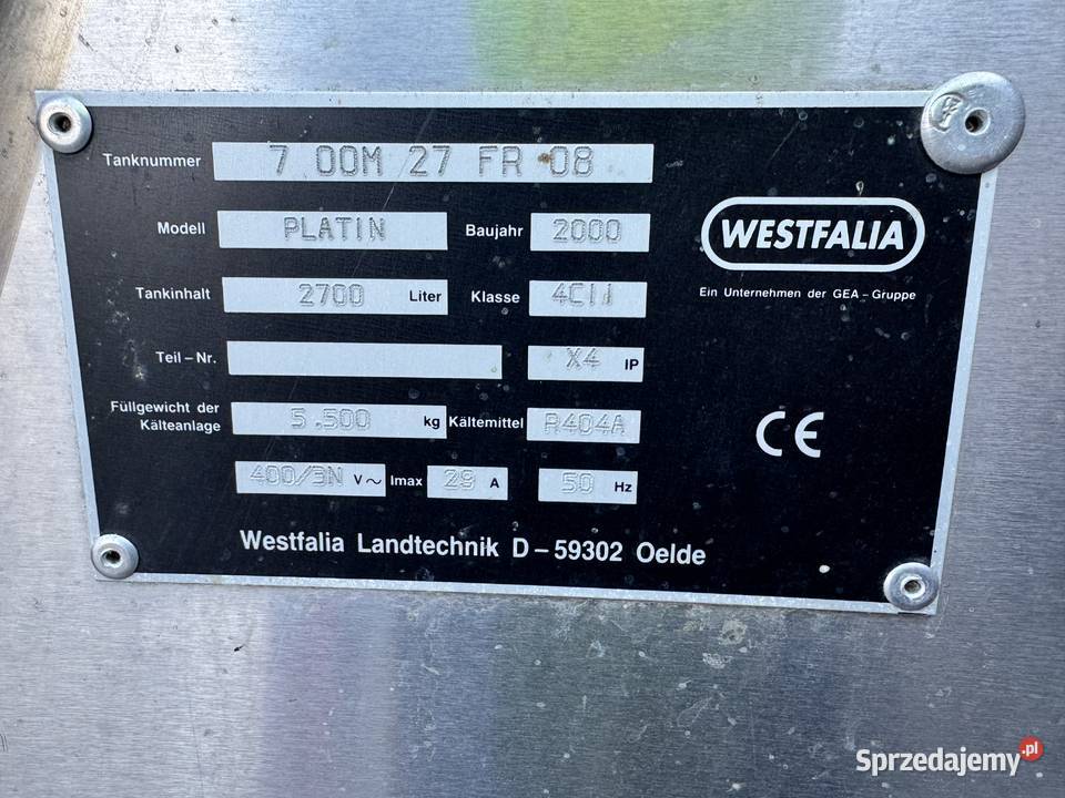 schładzalnik basen zbiornik do mleka 2700L Myszyniec Stary